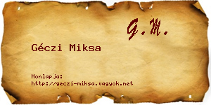 Géczi Miksa névjegykártya